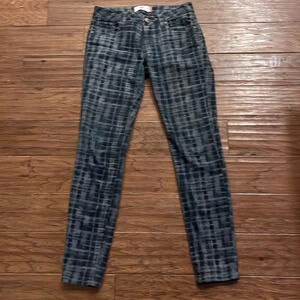 CAbi Grid Print Blue and Grey Skinny Jeans Size 2